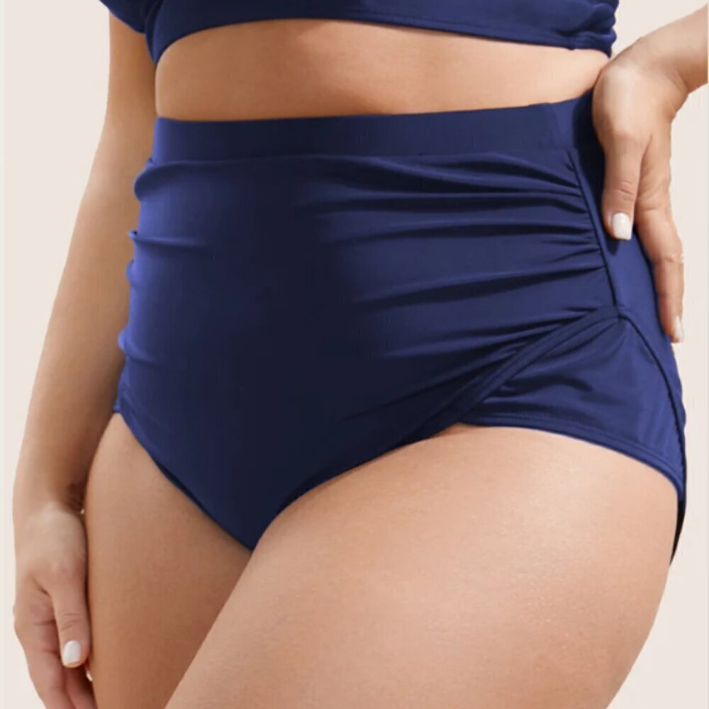 BloomChic Plain Patchwork Ruched Swim Bottom - Picture 3 of 5